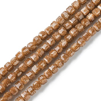 Synthetic Goldstone Beads Strands, Faceted, Cube, 2~2.5x2~2.5x2~2.5mm, Hole: 0.6mm, about 178pcs/strand, 15.04 inch(38.2cm)