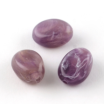 Oval Imitation Gemstone Acrylic Beads, Dark Orchid, 18x13x9.5mm, Hole: 2mm
