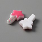Opaque Resin Cabochons, Star Magic Wand, Hot Pink, 21x14x5.5mm(RESI-WH0021-42A)