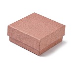 Paper Jewelry Display Cases, Jewelry Set Cases for Rings Earrings Necklaces Bracelets Storage, with Sponge, Square, Light Coral, 7.6x7.6x3.4cm(CON-G024-01E-01)