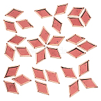 30Pcs Colored Glass Mosaic Tiles, with Rose Gold Brass Edge, for Mosaic Wall Art, Turkish Lamps, Rhombus, Indian Red, 24.5~25x14.5~15x3mm(DIY-OC0009-43C)