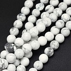Natural Howlite Beads Strands, Round, 8mm, Hole: 1mm, about 44~47pcs/strand, 15.2~14.9 inch(38.5~39.5cm)(G-F604-18-8mm)