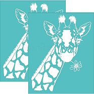 Self-Adhesive Silk Screen Printing Stencil, for Painting on Wood, DIY Decoration T-Shirt Fabric, Turquoise, Giraffe Pattern, 220x280mm(DIY-WH0338-039)
