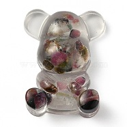 Resin Display Decorations, with Natural Tourmaline Chips Inside, Bear, 53.5~53.8x41~41.5x17.5~21mm(DJEW-H001-B30)