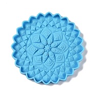 DIY Mandala Flower Shape Coaster Food Grade Silicone Molds, Resin Casting Molds, for UV Resin & Epoxy Resin Craft Making, Deep Sky Blue, 124x10.5mm, Inner Diameter: 120.5mm(DIY-G083-06A)