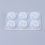 Silicone Bead Molds, Resin Casting Molds, For UV Resin, Epoxy Resin Jewelry Making, Round, White, 6.1x4.1x0.7cm, Hole: 5mm, Inner Size: 11mm(X-DIY-F020-01-B)