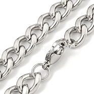 Non-Tarnish 201 Stainless Steel Cuban Link Chain Necklaces for Women and Men, Stainless Steel Color, 17.83 inch(45.3cm)(NJEW-F322-03P-01)