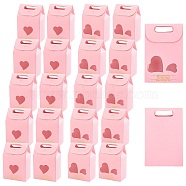 Nbeads 20Pcs 2 Style Rectangle Paper Bags with Handle and Clear Heart Shape Display Window, for Bakery, Cookie, Candies, Gift Bag, Pink, 6x10x15.4cm, 10pcs/style(CON-NB0001-90)