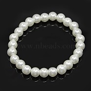 Stretchy Glass Pearl Bracelets, with Elastic Cord, White, 6x55mm(BJEW-D068-6mm-12)