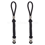 Handmade Nylon Parachute Cord for Men, with Alloy Skull Knife Beads Lanyards for EDC Accessories, Black, 170x16.5x14.5mm(HJEW-WH0043-66AS-02)