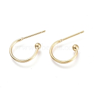 304 Stainless Steel Earring Hooks, Real 24K Gold Plated, 12.5x18.5x2.5mm, Pin: 0.8mm(STAS-K211-01G)