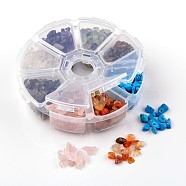 Chip Gemstone Beads, include Natural Fluorite & Rose Quartz & Tiger Eye & Amethyst & Carnelian & Quartz Crystal & Smoky Quartz & Synthetic Howlite, 7~12x5~8x3~5mm, Hole: 0.3mm, about 560pcs/box(G-X0002-B)