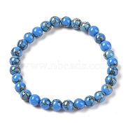 Synthetic Turquoise(Dyed) Round Beaded Stretch Bracelets, Blue, Inner Diameter: 2-1/8 inch(5.45cm), 6mm(G-U005-01A-06)