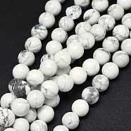 Natural Howlite Beads Strands, Round, 8mm, Hole: 1mm, about 46~47pcs/strand, 15.2~15.5 inch(38.5~39.5cm)(G-F604-18-8mm)