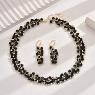 Fashionable Vintage Glass Jewelry Set, include Earrings & Necklaces, Black, (FC3616)