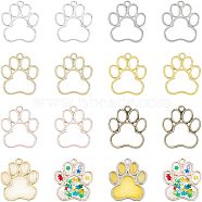 6 Colors Alloy Open Back Bezel Pendants, For DIY UV Resin, Epoxy Resin, Pressed Flower Jewelry, Dog Paw, Mixed Color, 32x29mm, 6 colors, 4pcs/color, 24pcs/box(PALLOY-OC0002-05-RS)