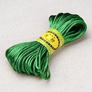 Polyester Rattail Satin Cord, for Chinese Knotting, Jewelry Making, Green, 2mm, about 21.87 yards(20m)/bundle, 6bundles/bag(OCOR-Q006-13)