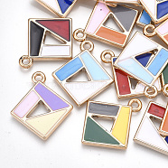 UV Plating Acrylic Pendants, with Enamel, Rhombus, Mixed Color, Light Gold, 27x23x2mm, Hole: 2mm(OACR-T005-60KC)
