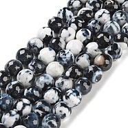 Natural Agate Beads Strands, Dyed & Heated, Faceted, Round, Black, 10mm, Hole: 0.8mm, about 37pcs/strand, 14.96''(38cm)(G-M437-A01-01K)