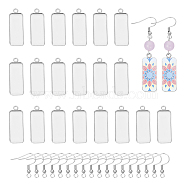 DIY Dangle Earring Making, with 304 Stainless Steel Pendant Cabochon Settings and 304 Stainless Steel Earring Hooks, Rectangle, Stainless Steel Color, Tray: 10x25mm, 30x11x2mm, Hole: 2mm, 20x19x3mm, Hole: 2mm, Pin: 0.7mm(DIY-UN0001-24P)