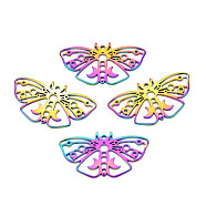 Ion Plating(IP) 201 Stainless Steel Pendants, Butterfly, Rainbow Color, 24.5x44.5x1.5mm, Hole: 1.8mm(STAS-T063-180M)