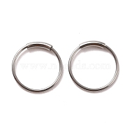 304 Stainless Steel Hoop Earrings, Round, Stainless Steel Color, 9.5x0.5mm, Pin: 0.5mm(STAS-Z037-02P)