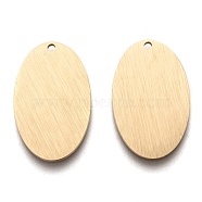 Ion Plating(IP) 304 Stainless Steel Pendants, Stamping Blank Tag, Laser Cut, Double Side Drawbench Effect, Oval, Golden, 24.5x15x1mm, Hole: 1.5mm(STAS-O133-01E-G)