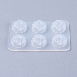 Silicone Bead Molds, Resin Casting Molds, For UV Resin, Epoxy Resin Jewelry Making, Round, White, 6.1x4.1x0.7cm, Hole: 5mm, Inner Size: 11mm(X-DIY-F020-01-B)