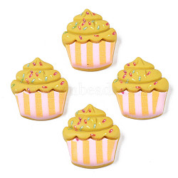 Opaque Resin Cabochons, Rubberized Style, Imitation Food, Cake, Gold, 18.5x16x6mm(CRES-S308-006)