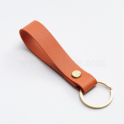 PU Leather Keychain, Orange, 9.5x1.6cm(PW23082534427)