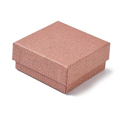 Paper Jewelry Display Cases, Jewelry Set Cases for Rings Earrings Necklaces Bracelets Storage, with Sponge, Square, Light Coral, 7.6x7.6x3.4cm(CON-G024-01E-01)
