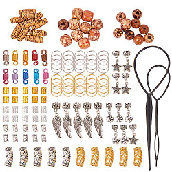 DIY Making, Plastic Hair Pin Bun Maker, Alloy/Wood Beads and  Iron Jump Rings, 9x8mm, Hole: 7mm(DIY-SC0006-74)