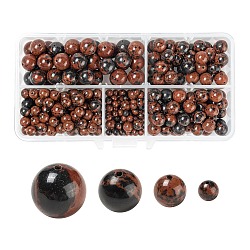 340pcs 4 Style Natural Mahogany Obsidian Beads, Round, 4mm/6mm/8mm/10mm, Hole: 1mm(G-LS0001-44)