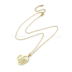 304 Stainless Steel Pendant Necklaces, Heart with Farsi Word, Golden, 17.72 inch(45cm)(NJEW-D047-03G)