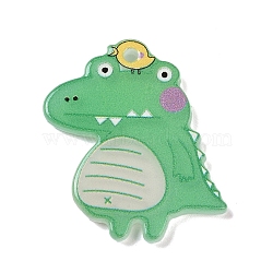 Acrylic Pendants, Little Dinosaur, Green, 29x26x2.5mm, Hole: 1.8mm(OACR-R271-08C)