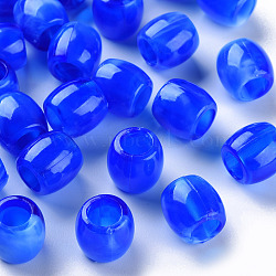 Acrylic European Beads, Imitation Gemstone, Large Hole Beads, Barrel, Blue, 11.5x11mm, Hole: 6mm(X-MACR-S375-003-02)