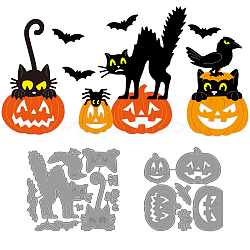 Halloween Theme Carbon Steel Cutting Dies Stencils, for DIY Scrapbooking, Photo Album, Decorative Embossing Paper Card, Stainless Steel Color, Pumpkin & Cat, Halloween Themed Pattern, 100~106x107~118x0.8mm, 2pcs/set(DIY-WH0309-1194)