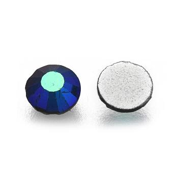 Glass Flat Back Rhinestone, Grade A, Back Plated, Faceted, AB Color, Half Round, Jet, SS16, 3.8~4.0mm, 1440pcs/bag