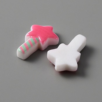 Opaque Resin Cabochons, Star Magic Wand, Hot Pink, 21x14x5.5mm