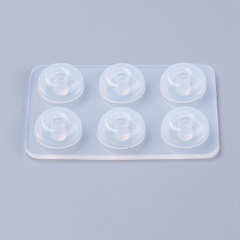 Silicone Bead Molds, Resin Casting Molds, For UV Resin, Epoxy Resin Jewelry Making, Round, White, 6.1x4.1x0.7cm, Hole: 5mm, Inner Size: 11mm