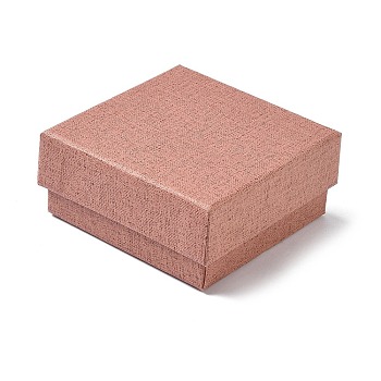Paper Jewelry Display Cases, Jewelry Set Cases for Rings Earrings Necklaces Bracelets Storage, with Sponge, Square, Light Coral, 7.6x7.6x3.4cm