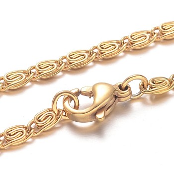 304 Stainless Steel Lumachina Chain Necklaces, with Lobster Claw Clasps, Golden, 17.7 inch(45cm), 2.6mm