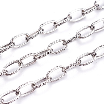 Iron Cable Chains, Unwelded, with Spool, Flat Oval, Antique Silver, 8x5x1.2mm, about 164.04 Feet(50m)/roll