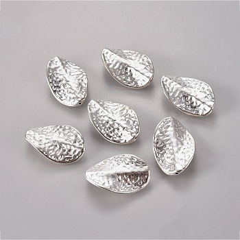 Tibetan Style Alloy Beads, Twist, Lead Free & Cadmium Free, Silver Color Plated, about 27.5mm long, 18mm wide, 3mm thick, hole: 1mm