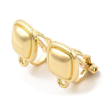 Alloy Clip-on Earring Findings, with Horizontal Loops, for Non-pierced Ears, Square, Golden, 13x10x14mm, Hole: 1.6mm
