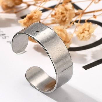 316 Surgical Stainless Steel Open Cuff Rings, Wide Band Rings for Women, Stainless Steel Color, 6mm, Adjustable