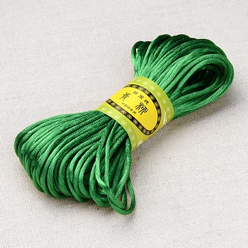 Polyester Rattail Satin Cord, for Chinese Knotting, Jewelry Making, Green, 2mm, about 21.87 yards(20m)/bundle, 6bundles/bag