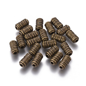 Tibetan Style Beads, Alloy Beads, Lead Free & Nickel Free & Cadmium Free, Antique Bronze Color, Column, 6mm wide, 11mm long, hole: 2.5mm