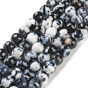 Natural Agate Beads Strands, Dyed & Heated, Faceted, Round, Black, 10mm, Hole: 0.8mm, about 37pcs/strand, 14.96''(38cm)