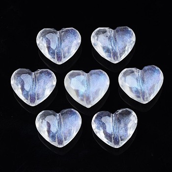 Transparent Acrylic Beads, Glitter Powder, Heart, Clear, 16x19.5x11mm, Hole: 2mm